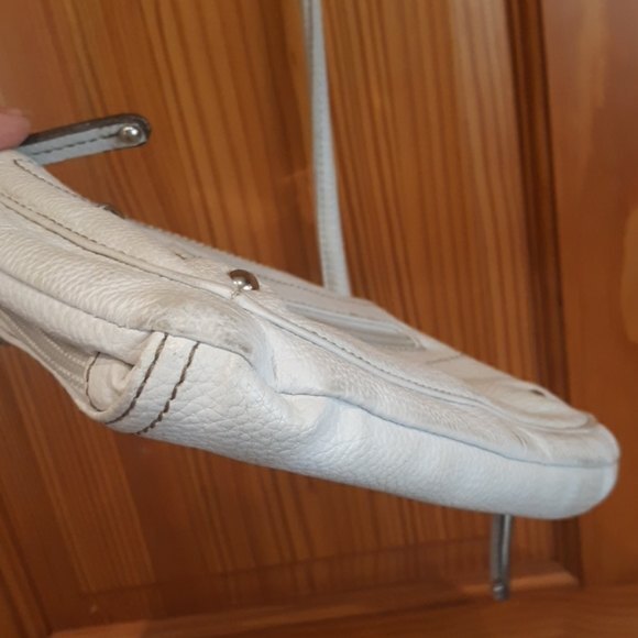 Tignanello Small White Pebbled Leather Crossbody | Organizer Purse Bag - Picture 9 of 16